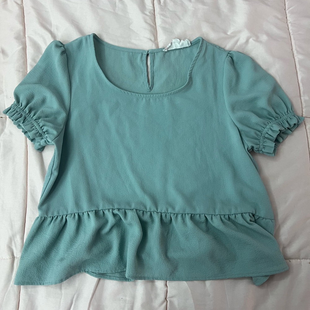 Teal business casual blouse